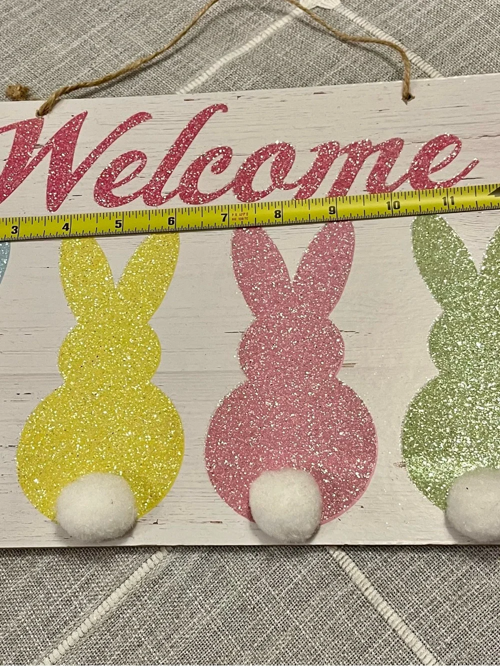 “Welcome” Bunny Wall Sign - Pastel Blue, Yellow, Pink, Green plus Assorted Decor